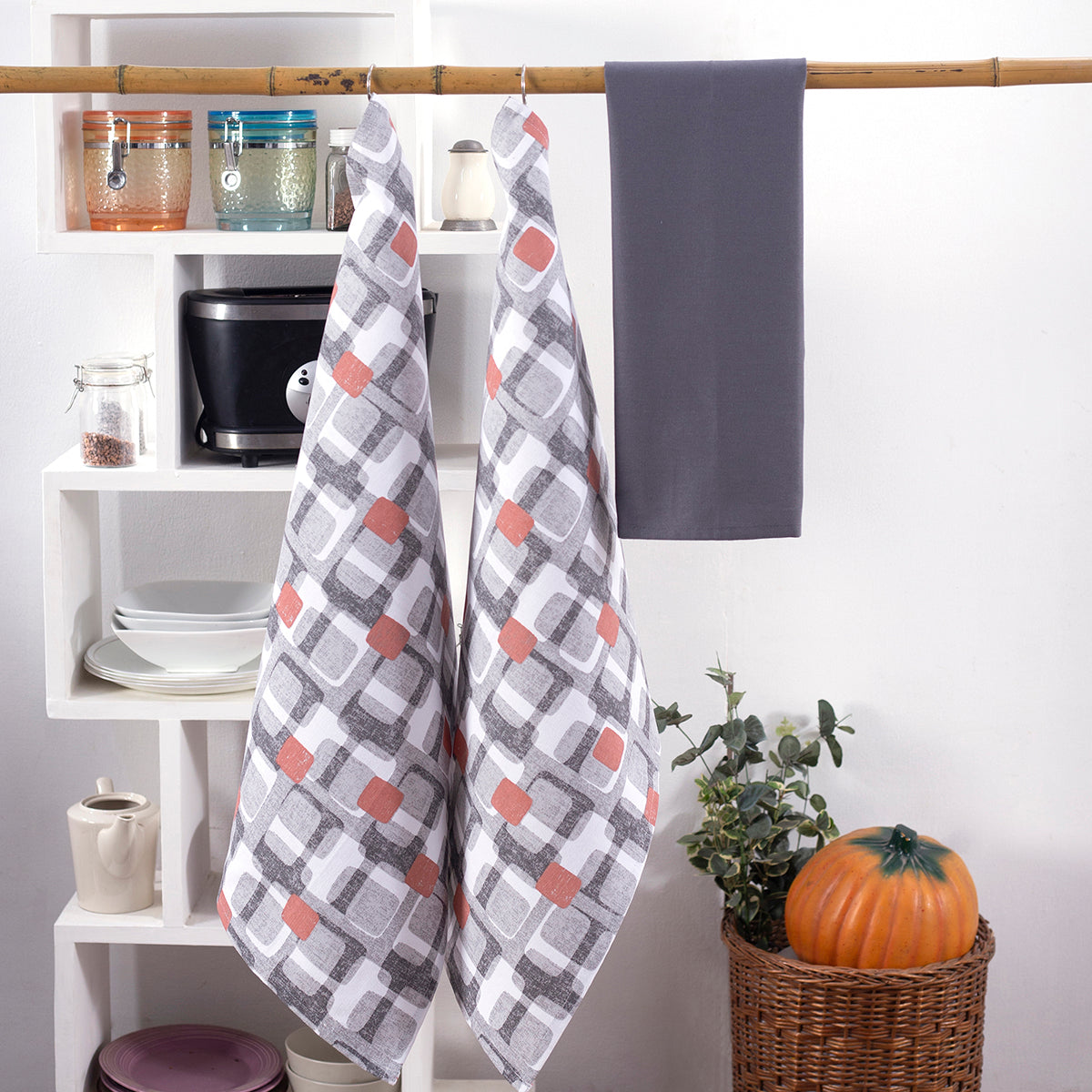 Red and grey online towels