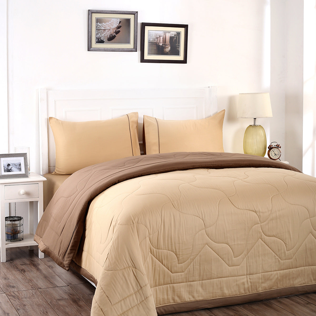 Buy Vincent Reversible Summer AC Quilt Quilted Bed Cover Comforter Marzipan Simply Taupe Online Maspar