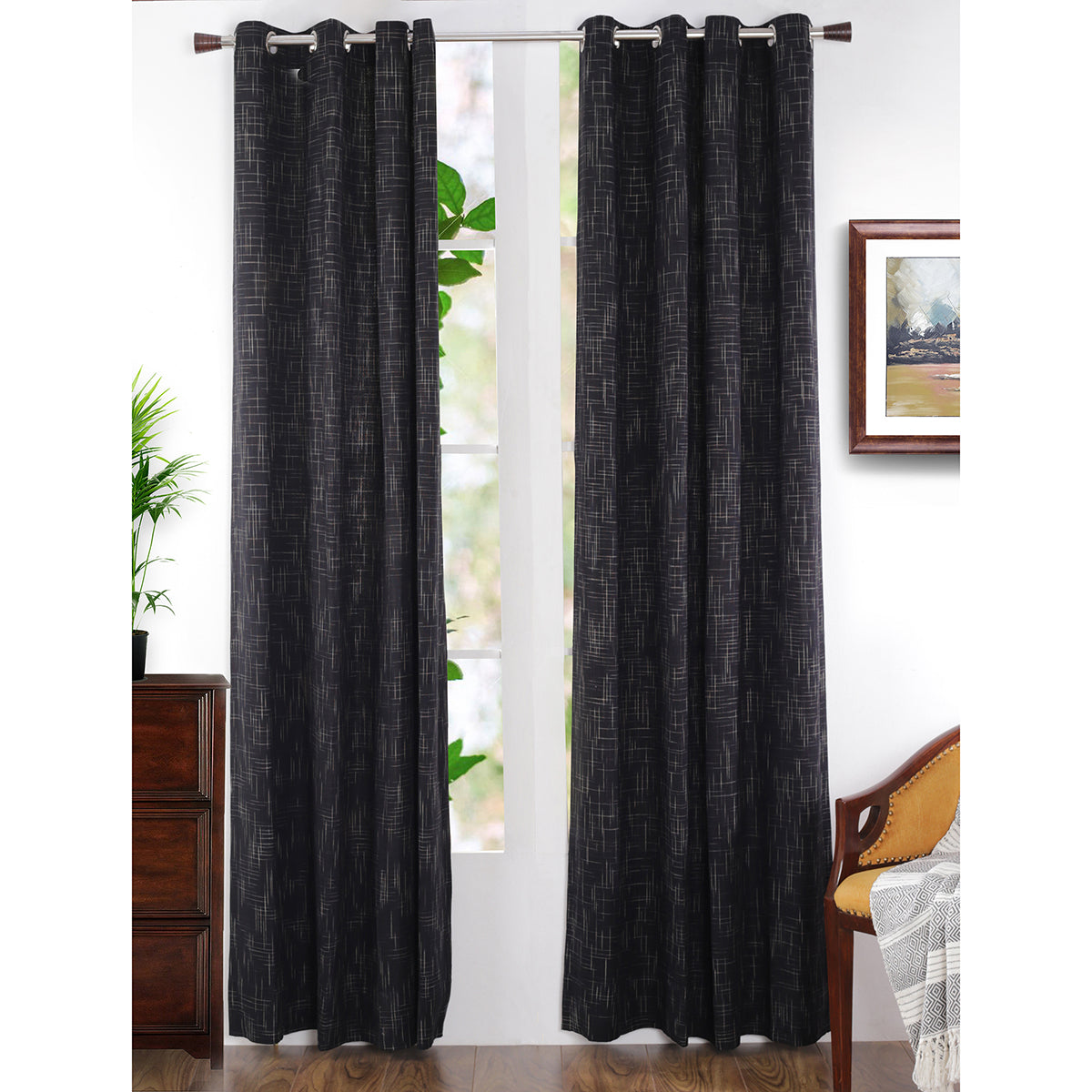 Batik Slub Woven Yard Dyed Curtain Set