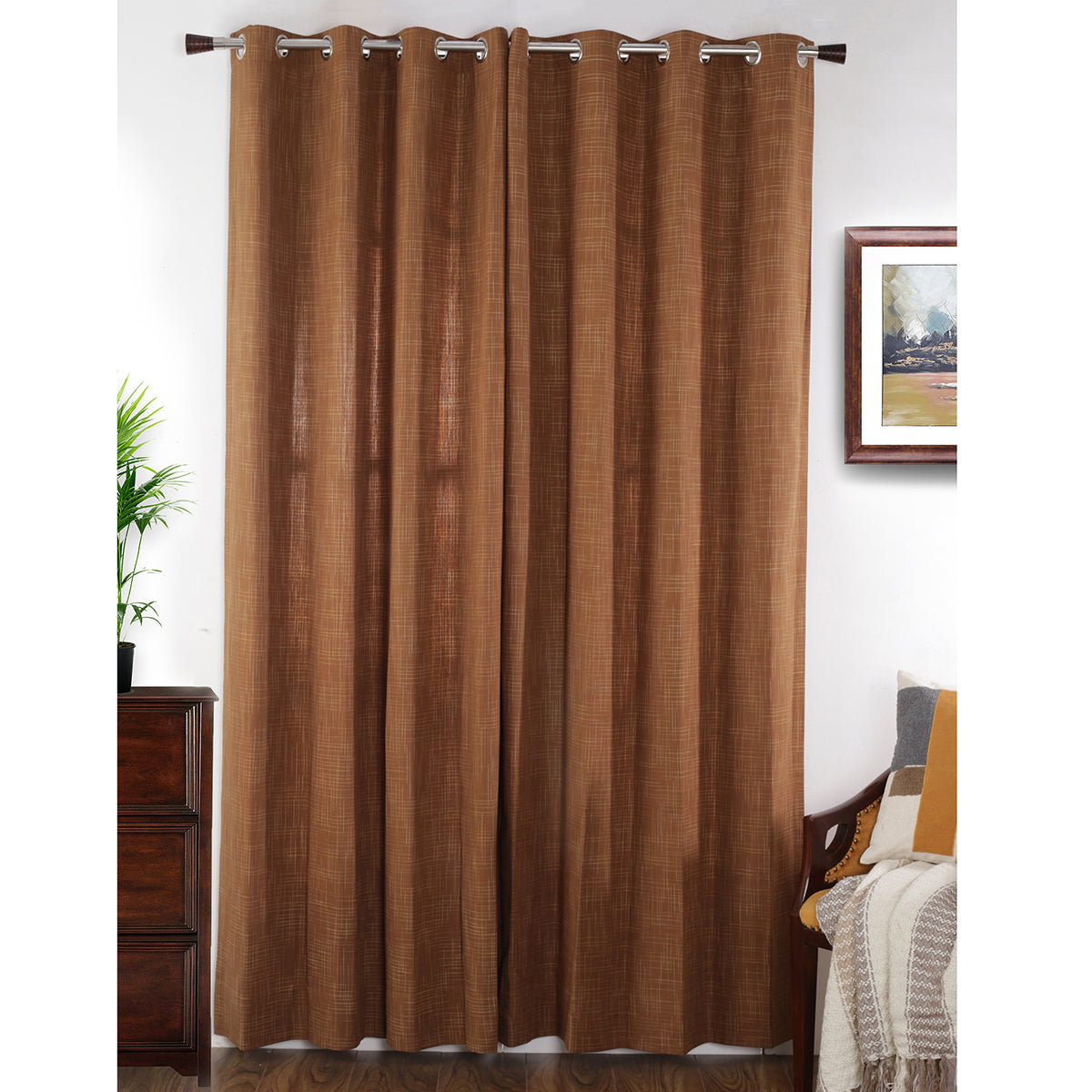 Batik Slub Woven Yard Dyed Curtain Set