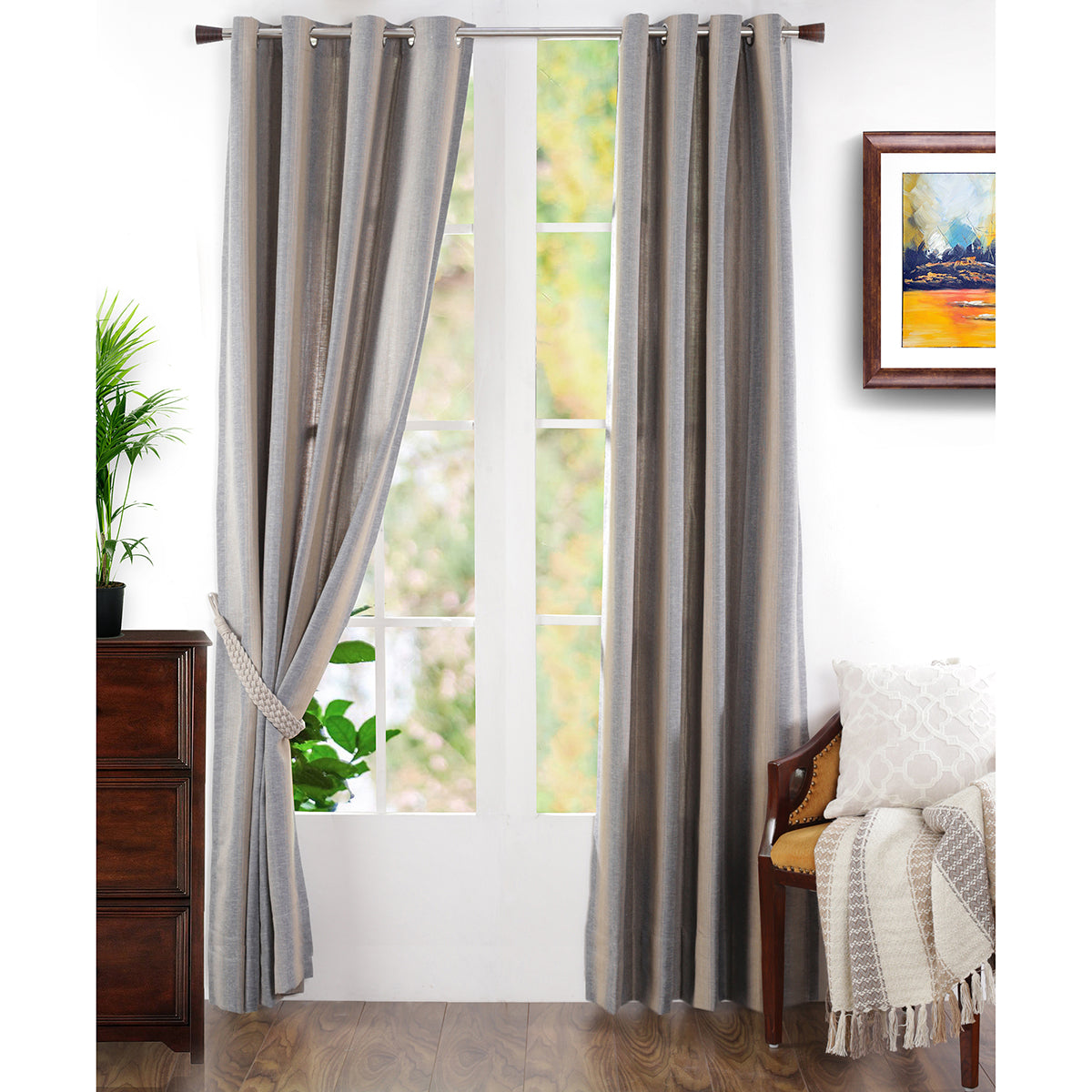 Beatitude Stripe Jacquard Curtain Set