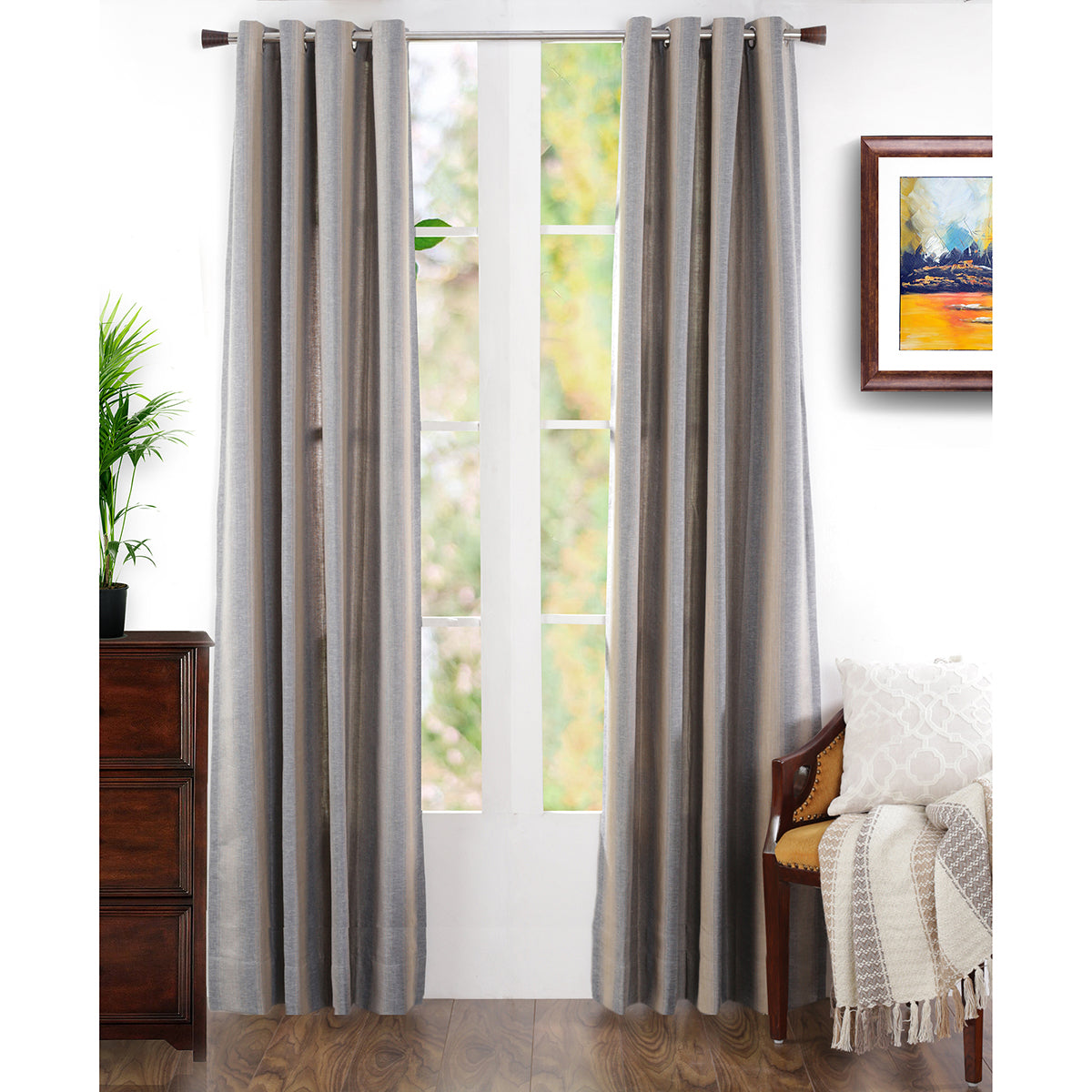 Beatitude Stripe Jacquard Curtain Set