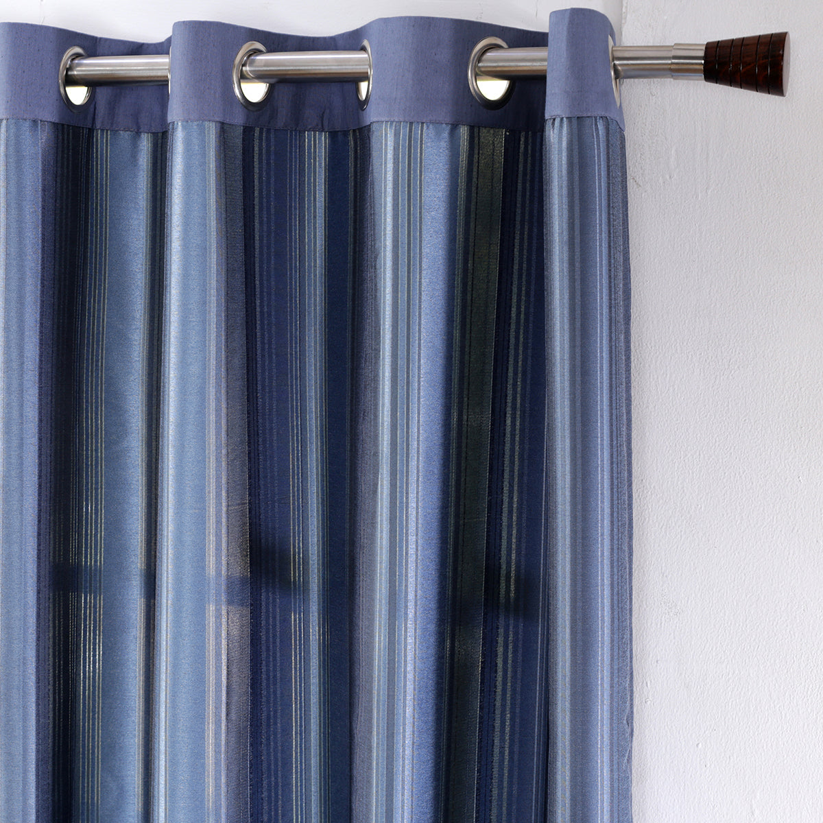 Duo Stripe Woven Yard Dyed Curtain Set