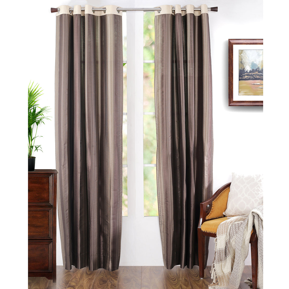 Duo Stripe Woven 2PC Curtain Set