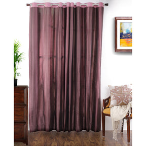 Duo Stripe Woven Yard Dyed Purple Curtain Set