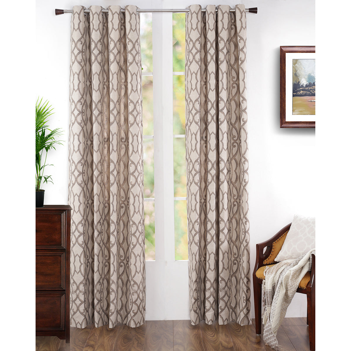 Fervor Jacquard Neutral Curtain Set