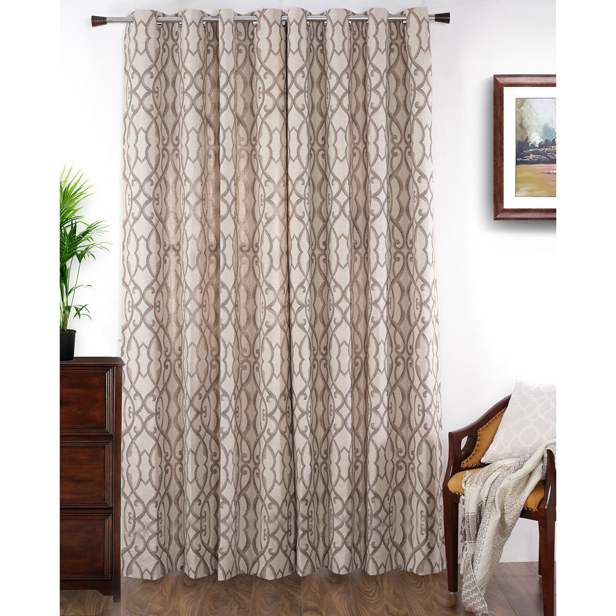 Fervor Jacquard Neutral Curtain Set