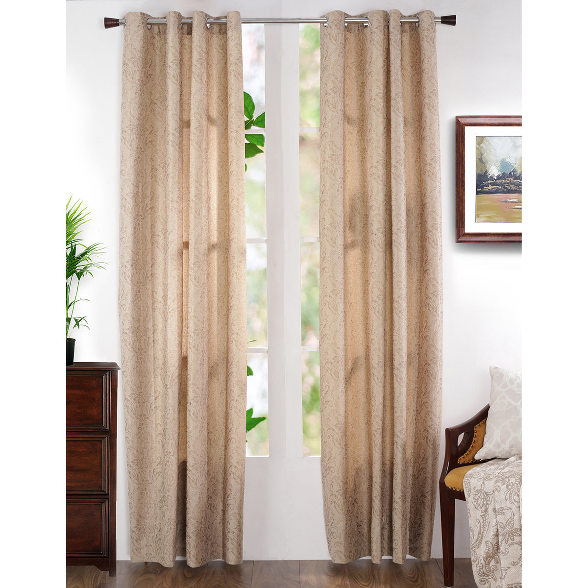 Paradise Damask Jacquard Curtain Set