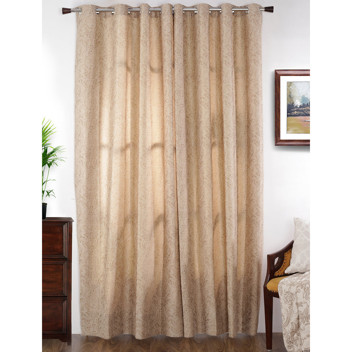 Paradise Damask Jacquard Curtain Set