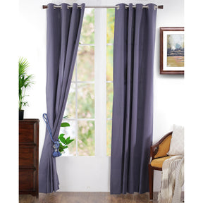 Two Color Rib Woven Yard Dyed Curtain Set