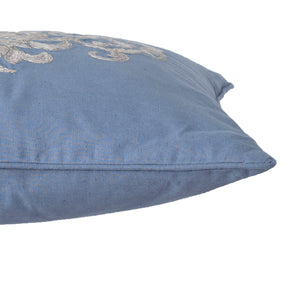 Grandeur VintFlow Handwork Hand Embridery 100% Cotton Blue Cushion Cover