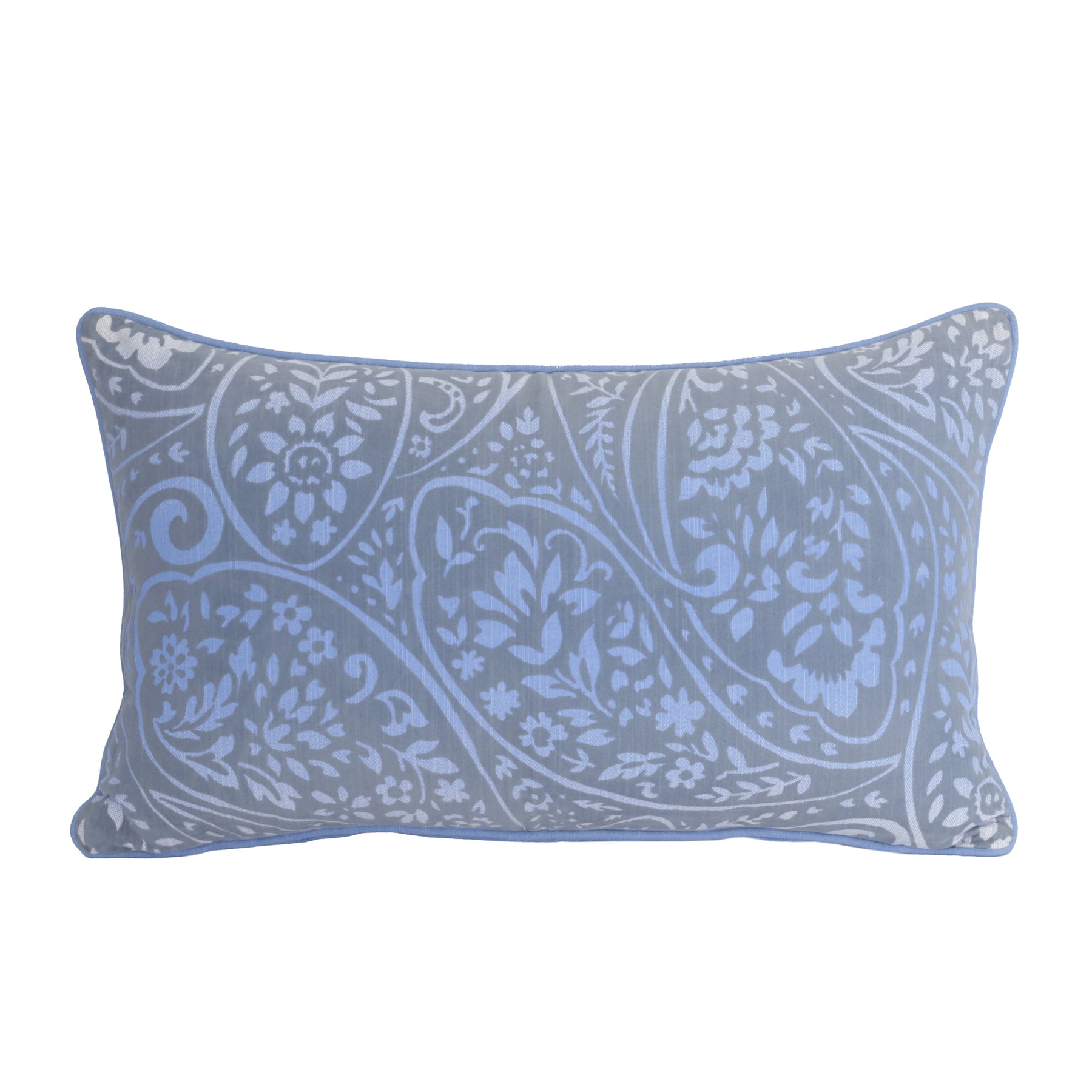 Folklore Transition Faded Flora 100%Cotton Blue Flock Printed Cushion Cover