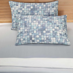 Indie-Geo Digital Printed Opal Blue 100% Cotton Bed Sheet