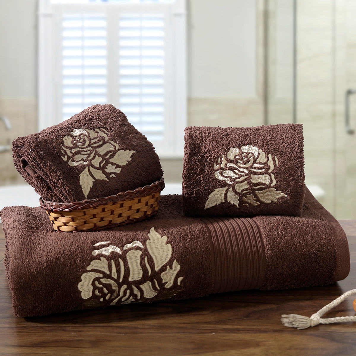 Florent Ultra-Soft And Highly Absorbant Cocoa Brown Bath Set