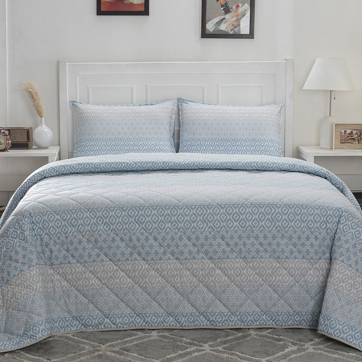 Optimist Bloom 110 GSM Multi Ikat Summer AC Quilt/Quilted Bed Cover/Comforter