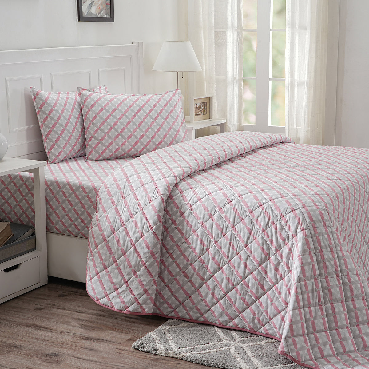 Optimist Bloom Esther 110 GSM Summer AC Quilt/Quilted Bed Cover/Comforter