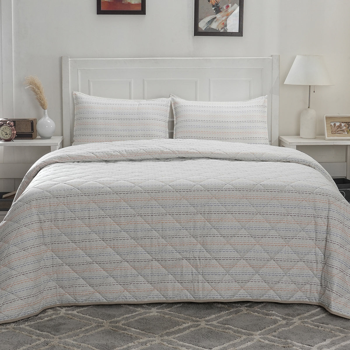 Optimist Bloom Atlair 4PC Quilt/Quilted Bed Cover Set