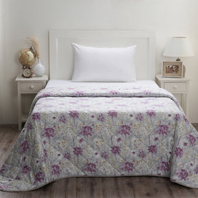 Optimist Bloom 115 GSM Spongy Floral Summer AC Quilt/Quilted Bed Cover/Comforter