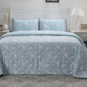 Optimist Bloom Fern 4PC Quilt/Quilted Bed Cover Set