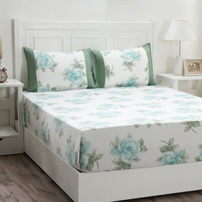 Royal Botanic Turning Rose 200TC Cotton Aqua 6 PC Bed Bath Set