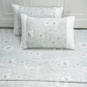 Royal Botanic 200 TC Outline Floral 100% Cotton Bed Sheet With Pillow Case