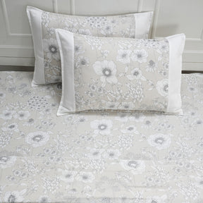 Royal Botanic 200 TC Outline Floral 100% Cotton Bed Sheet With Pillow Case