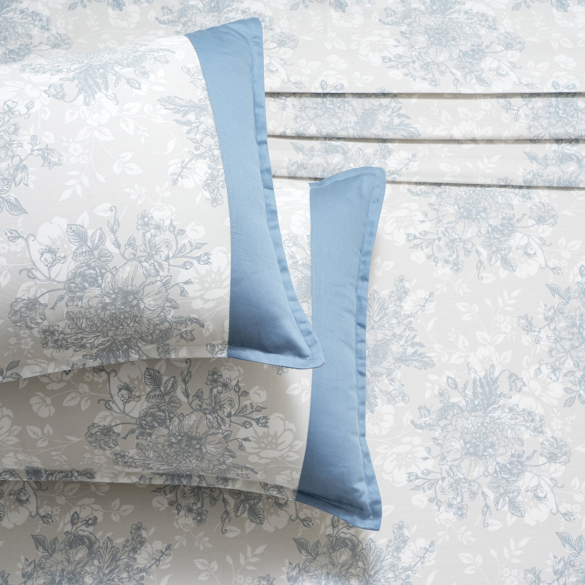 Royal Botanic Azalea Blue 200TC Cotton Bed Sheet With Pillow Case