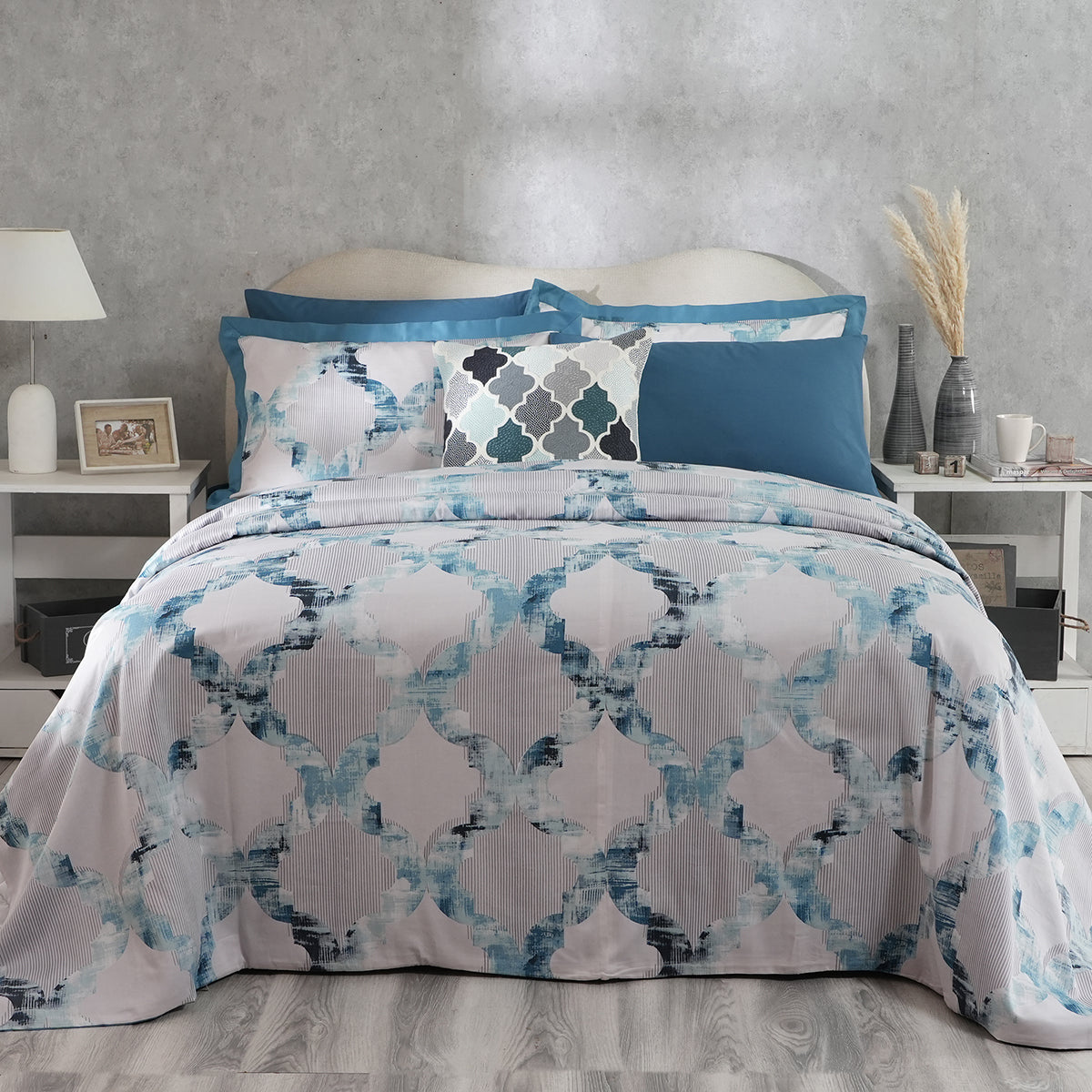 Enchanted Harmony Ogee Flent Printed 100% Cotton Duvet Cover