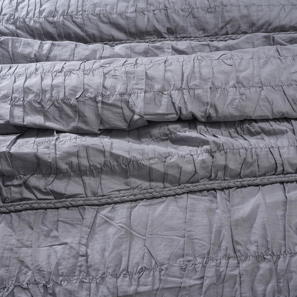 9PC Quilt/Quilted Bed Cover Set Rurban Rhupsodic Uneasy Lines Grey