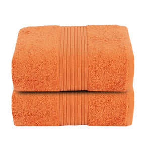 Hermosa Jeneth 100% Cotton Orange 2PC Bath Towel Set