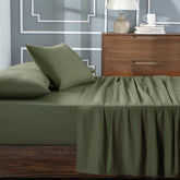 Slumber 100%Cotton Solid Green Bed Sheet With Pillow Case