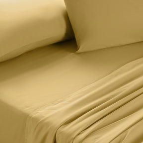 Slumber 100%Cotton Solid Yellow/Rattan Bed Sheet With Pillow Case