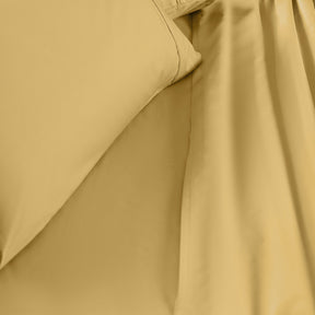 Slumber 100%Cotton Solid Yellow/Rattan Bed Sheet With Pillow Case