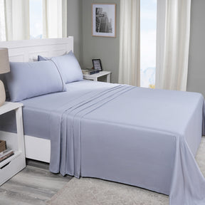 Viola 100%Cotton Solid Blue Bed Sheet With Pillow Case