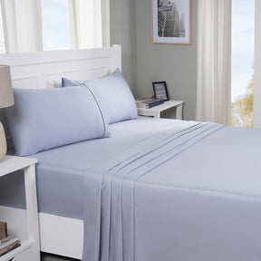 Viola 100%Cotton Solid Blue Bed Sheet With Pillow Case