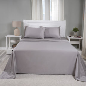 Viola 100%Cotton Solid Grey Bed Sheet With Pillow Case