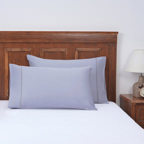 Viola 100%Cotton Solid Blue Pillow Case Set