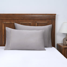 Viola 100%Cotton Solid Grey Pillow Case Set