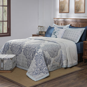 8PC Acanthus Serenity Leisure Lay Hand Quilted Quilt/Comforter Set