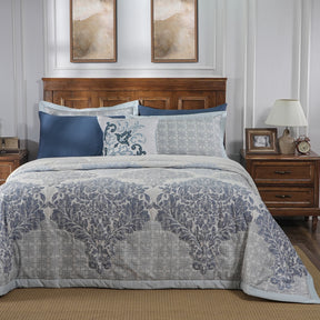 8PC Acanthus Serenity Leisure Lay Hand Quilted Quilt/Comforter Set