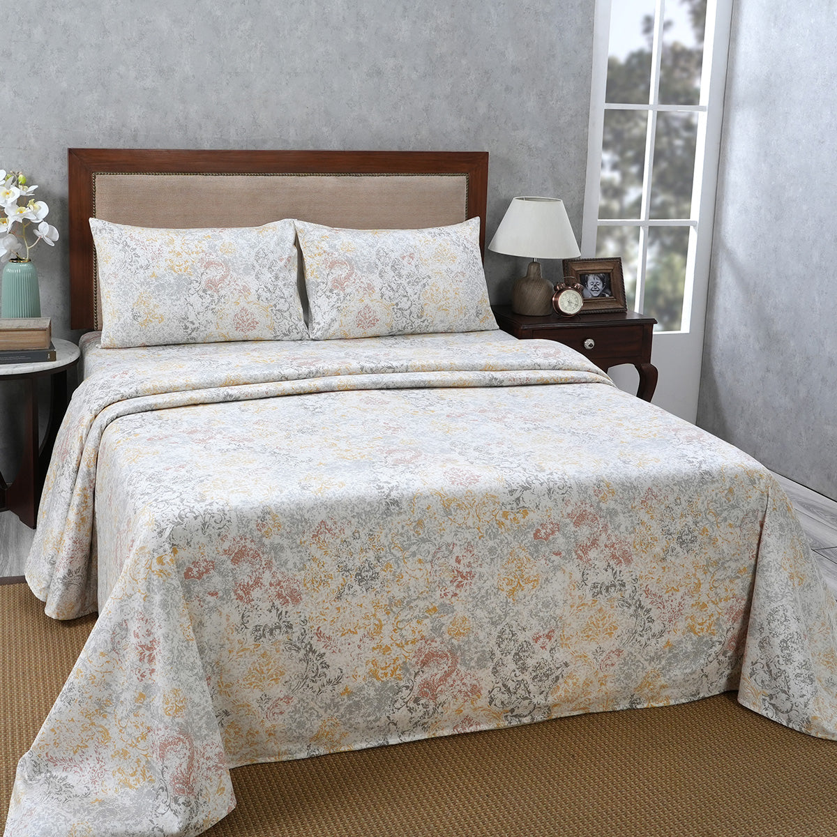 PBS Renaissance Medley 100% Cotton Print Bed Sheet With Pillow Case