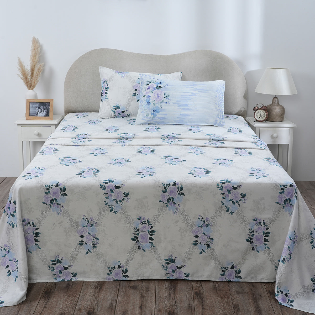 Hermosa Eclectic Garden Arielle 100%Cotton Printed Bed Sheet With Pillow Case