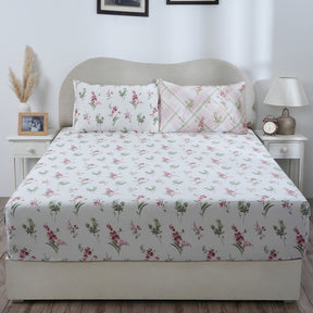 Hermosa Eclectic Garden Maeve 100%Cotton Printed Fitted Sheet With Pillow Case