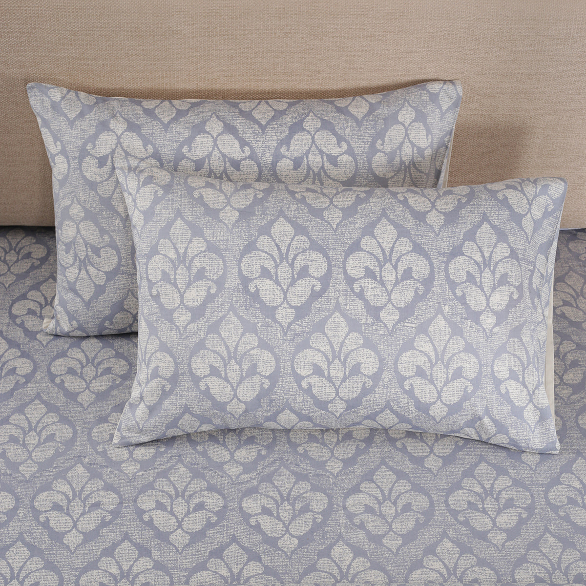 Tranquil Serenity Diamond Festivity 100% Cotton Printed Blue Pillow Case Set Of 2