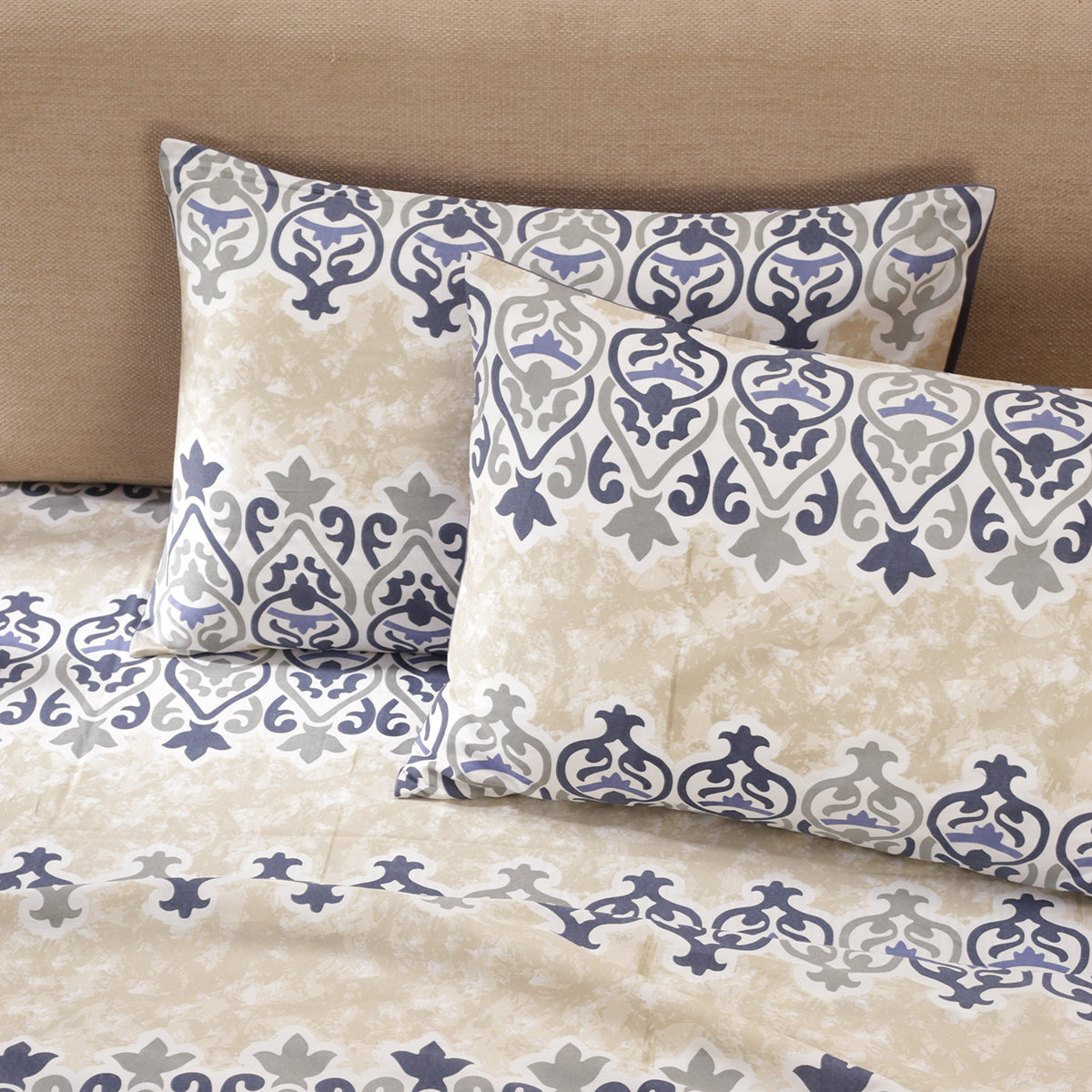 Tranquil Serenity Kaleen Global 100% Cotton Printed Blue Pillow Case Set Of 2