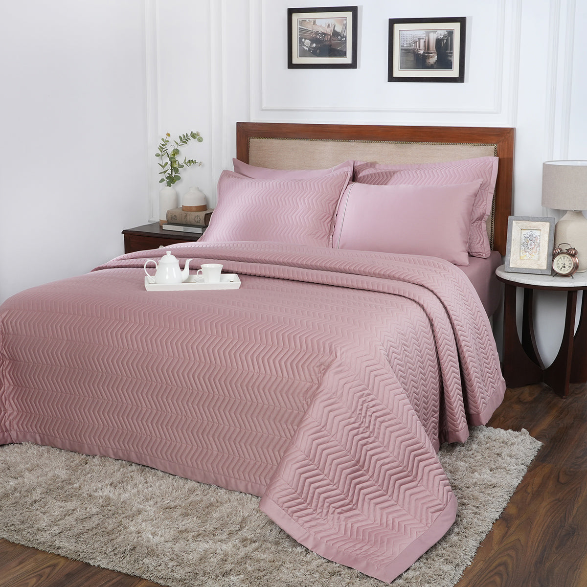 Colorart Penelope AC Quilt/Quilted Bed Cover/Comforter Misty Rose