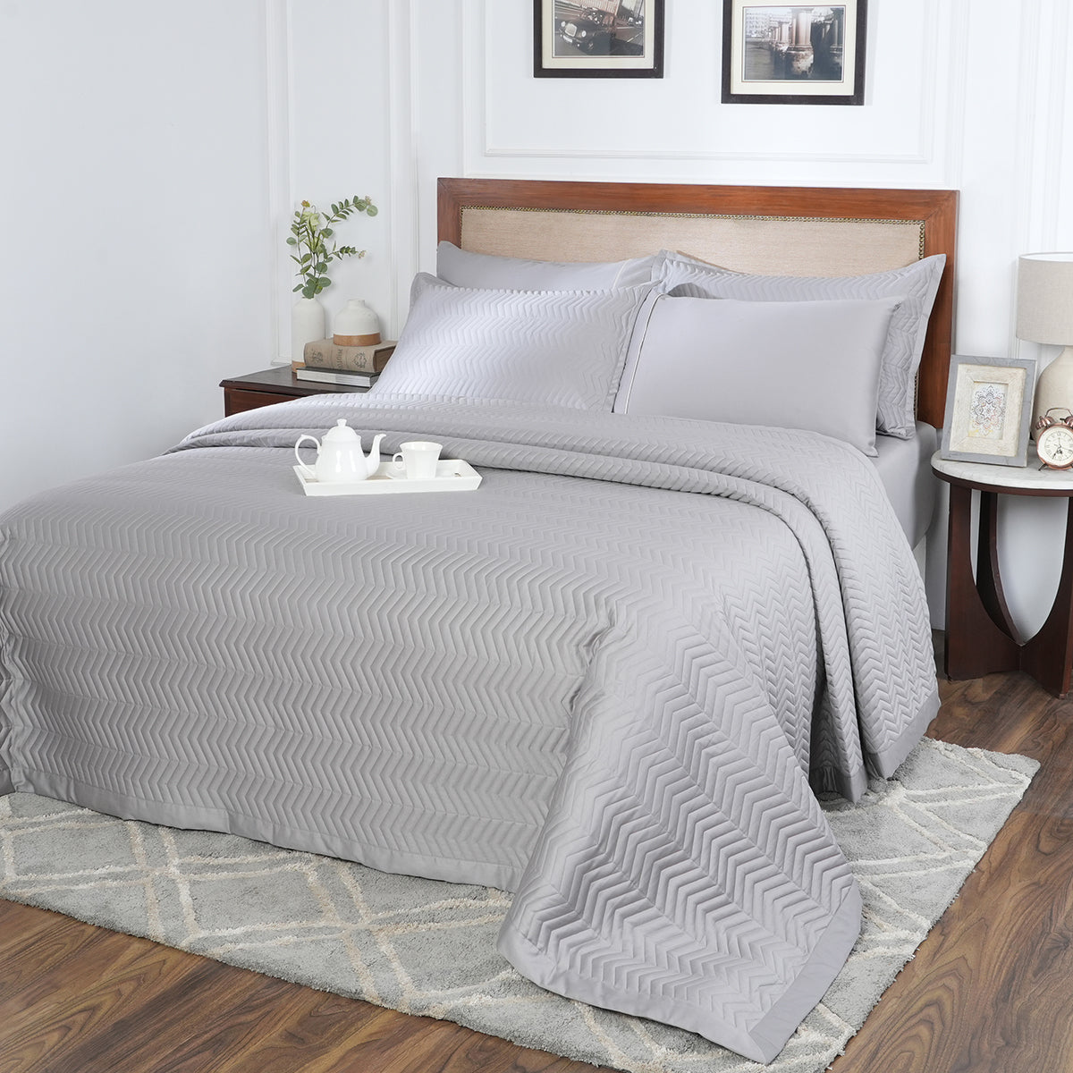 Colorart Penelope AC Quilt/Quilted Bed Cover/Comforter Flint Grey