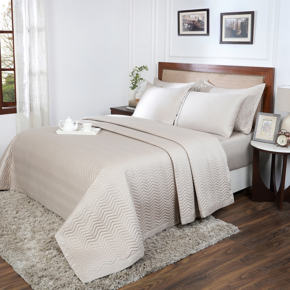 Colorart Penelope AC Quilt/Quilted Bed Cover/Comforter Sandshell