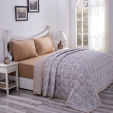 Tranquil Serenity Harold Neutral Quilt/Quilted Bed Cover