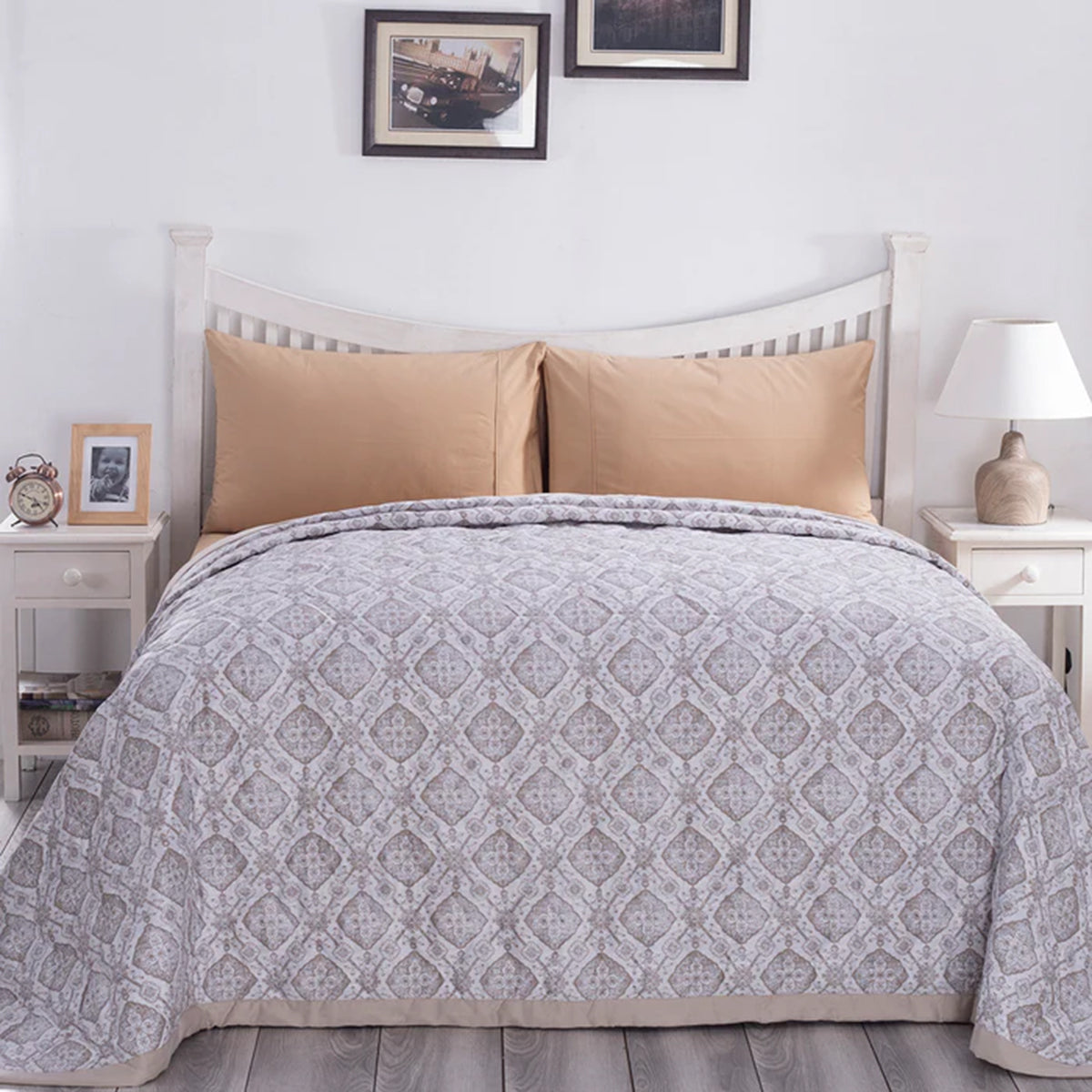 Tranquil Serenity Harold Neutral Quilt/Quilted Bed Cover